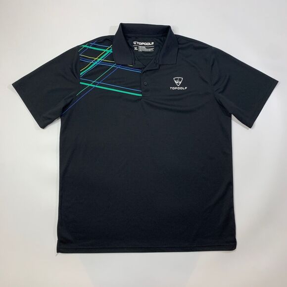 TopGolf Polo Shirt Mens XL Extra Large Black Moisture Wick Collared Short Sleeve - Picture 2 of 10